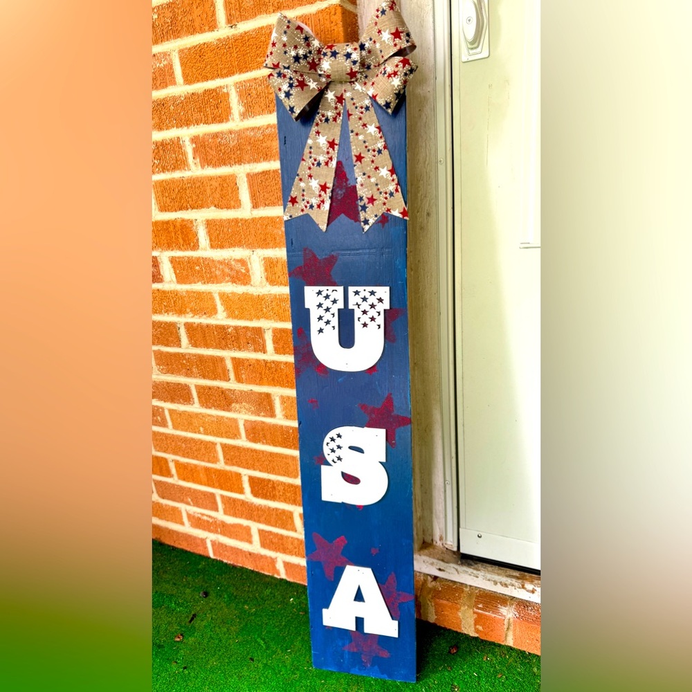 Hand Crafted Patriotic Porch Sign